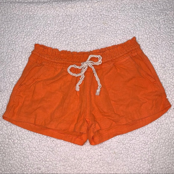 ROXY Orange Linen Blend Oceanside Beach Shorts Large ARJNS03007 NLE0 - Picture 6 of 14